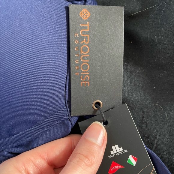 Navy Blue XS turquoise couture bikini top - Picture 5 of 6